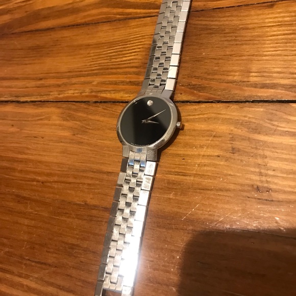 Movado Silver watch with black face - Picture 2 of 4